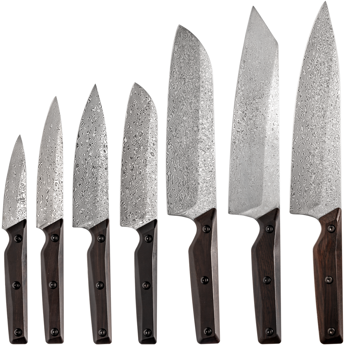 OEM DK-QRDF Series Ebony Wood Handle Coreless Damascus VG10 Steel Knife Set