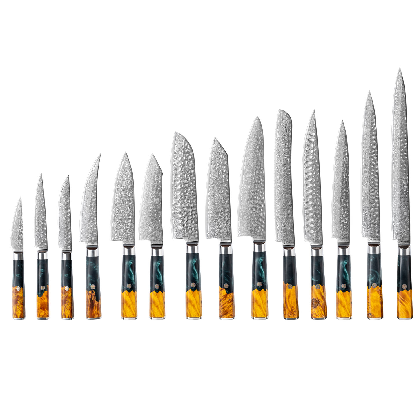 OEM DK-VF Series Resin with Stabilized Wood Handle Damascus VG10 Steel Knife Set