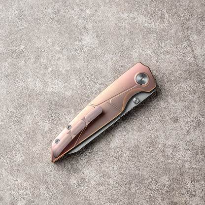 JIAN Series Liner Lock Titanium Alloy Handle Pearlescent Sandblasting VG10 Steel 205mm Outdoor Knife
