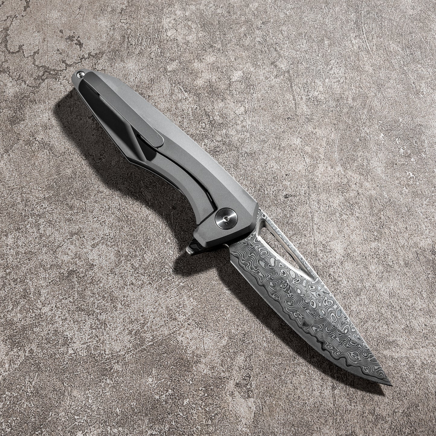 Kniclad FENGREN Series Frame Lock Titanium Alloy Handle Damascus VG10 Steel 204mm Outdoor Knife