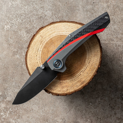 ODK-23197 Series Frame Lock Titanium Alloy with Carbon Fiber Handle VG10 Steel 185mm Outdoor Knife
