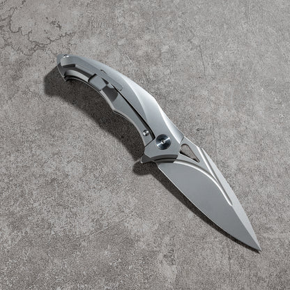 JINGHONG Series Frame Lock Titanium Alloy Handle PVD Coated M390 Steel 195mm Outdoor Knife