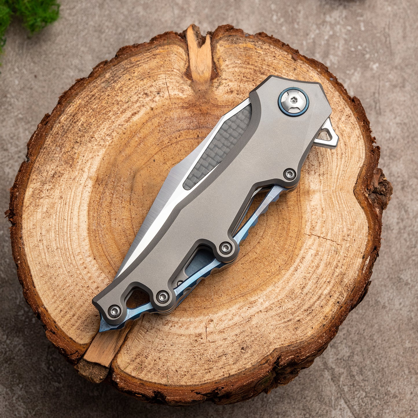 OUK-23293 Series Frame Lock Titanium Alloy Handle VG10 Steel 185mm Outdoor Knife