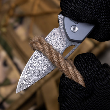 YINGLUN Series Frame Lock Carbon Fiber with Titanium Alloy Handle Damascus VG10 Steel 224mm Outdoor Knife