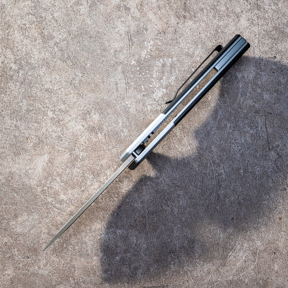 YINGLUN Series Frame Lock Carbon Fiber with Titanium Alloy Handle Damascus VG10 Steel 224mm Outdoor Knife