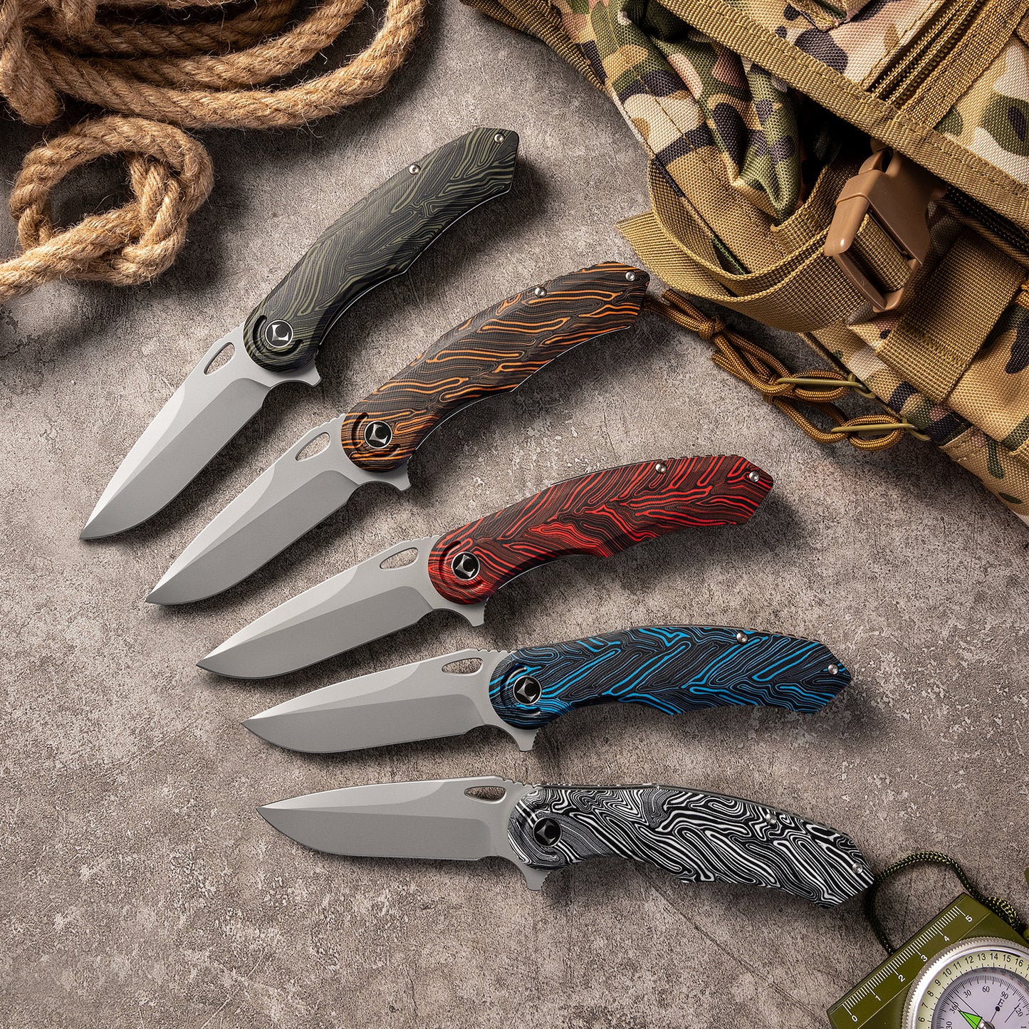CHAODAI Series Liner Lock G10 Handle PVD Coated 14C28N Steel 185mm Outdoor Knife