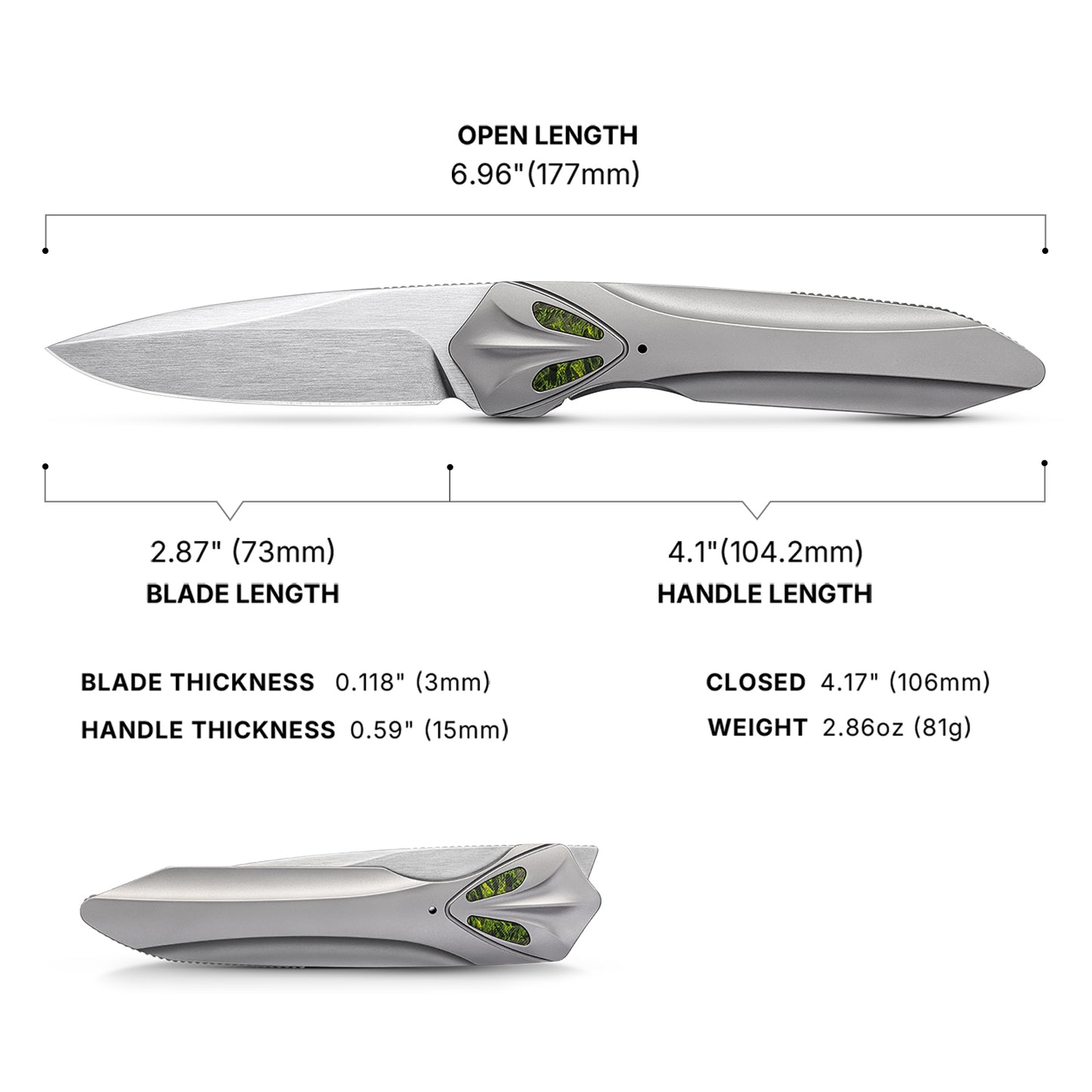 MEIHU Series Frame Lock Titanium Alloy with Carbon Fiber Handle S35VN Steel 177mm Outdoor Knife