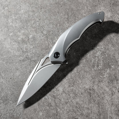 JINGHONG Series Frame Lock Titanium Alloy Handle PVD Coated M390 Steel 195mm Outdoor Knife