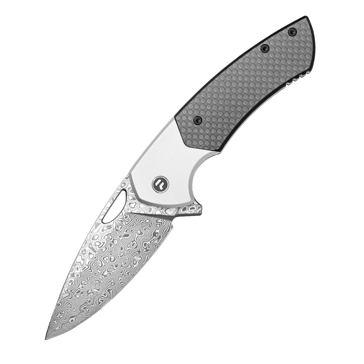 YINGLUN Series Frame Lock Carbon Fiber with Titanium Alloy Handle Damascus VG10 Steel 224mm Outdoor Knife