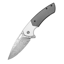 YINGLUN Series Frame Lock Carbon Fiber with Titanium Alloy Handle Damascus VG10 Steel 224mm Outdoor Knife