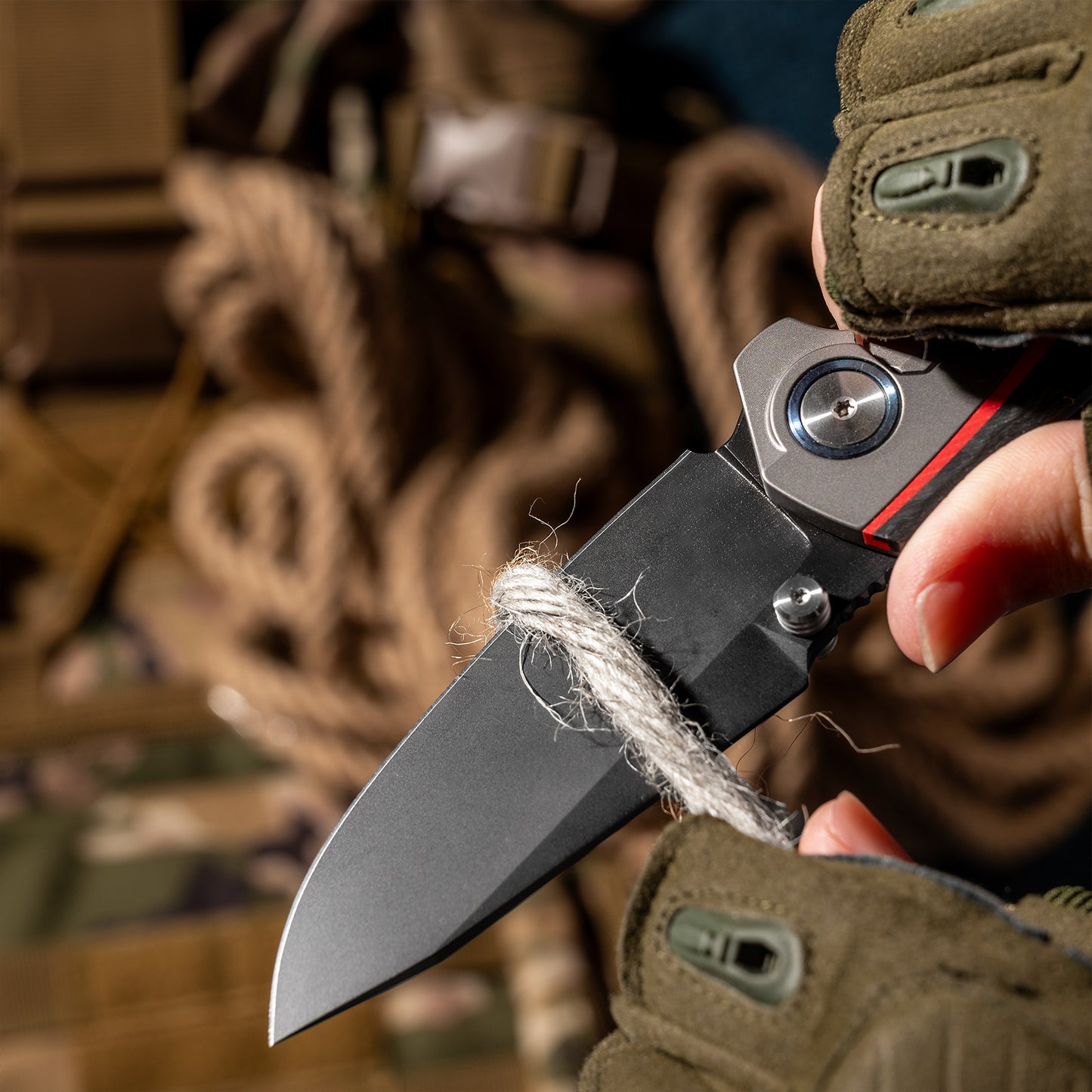 ODK-23197 Series Frame Lock Titanium Alloy with Carbon Fiber Handle VG10 Steel 185mm Outdoor Knife