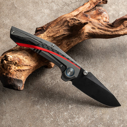 ODK-23197 Series Frame Lock Titanium Alloy with Carbon Fiber Handle VG10 Steel 185mm Outdoor Knife