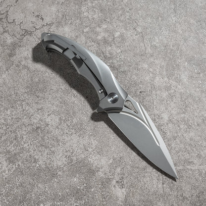 JINGHONG Series Frame Lock Titanium Alloy Handle PVD Coated M390 Steel 195mm Outdoor Knife