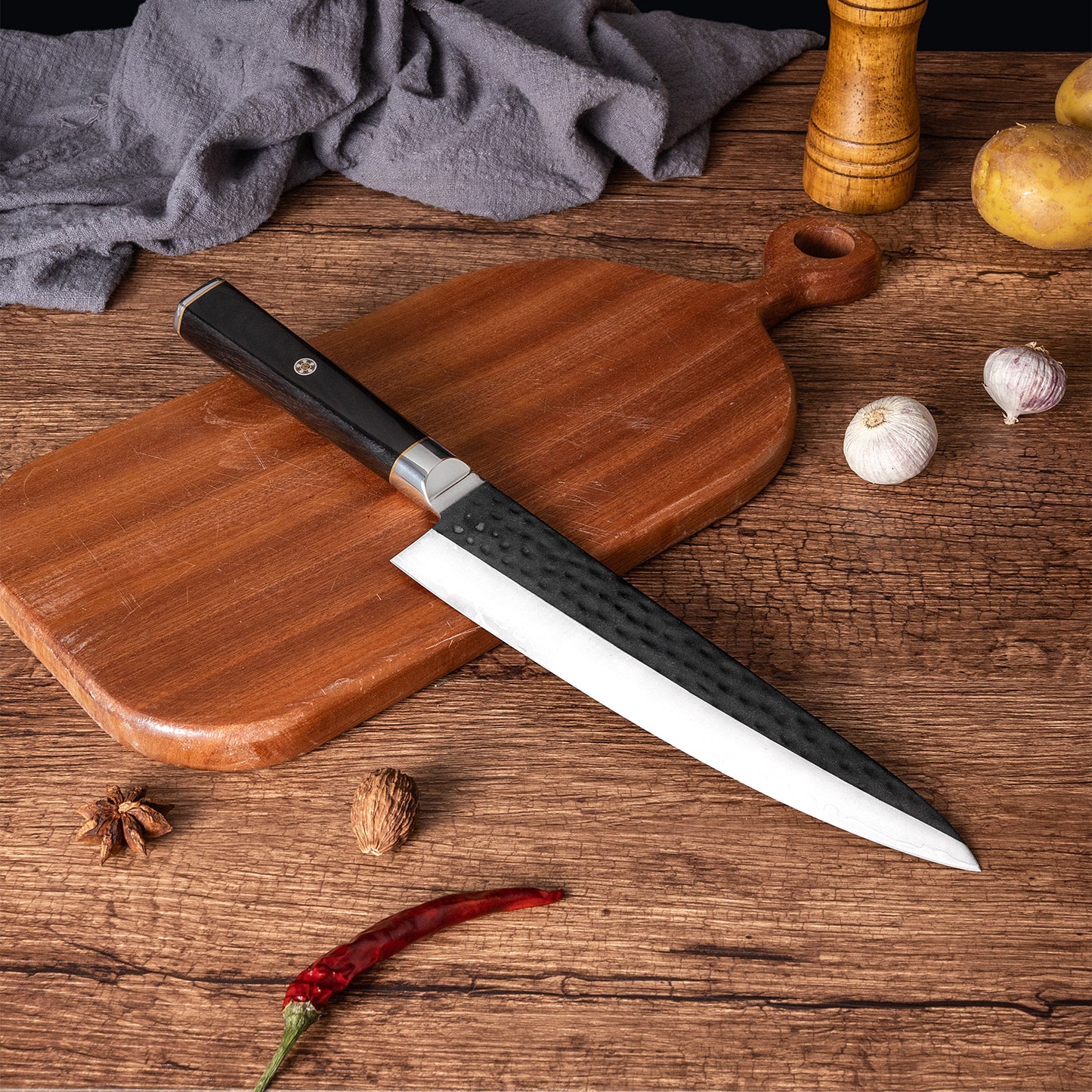 OEM DK-BA Series Ebony Wood Handle Damascus VG10 Steel 8''Chef Knife