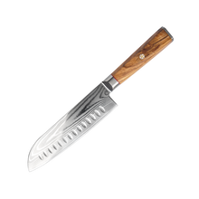 OEM DK-BD Series Olive Wood Handle Damascus AUS10 Steel 8'' Santoku Knife