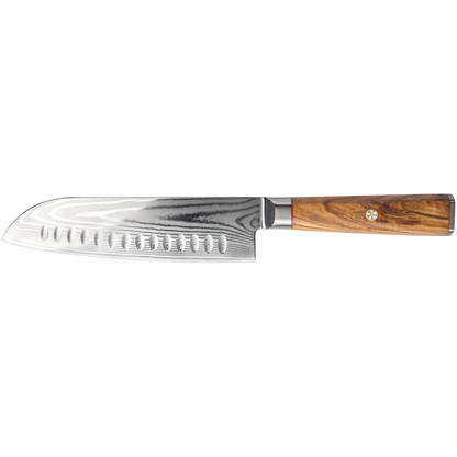 OEM DK-BD Series Olive Wood Handle Damascus AUS10 Steel 8'' Santoku Knife