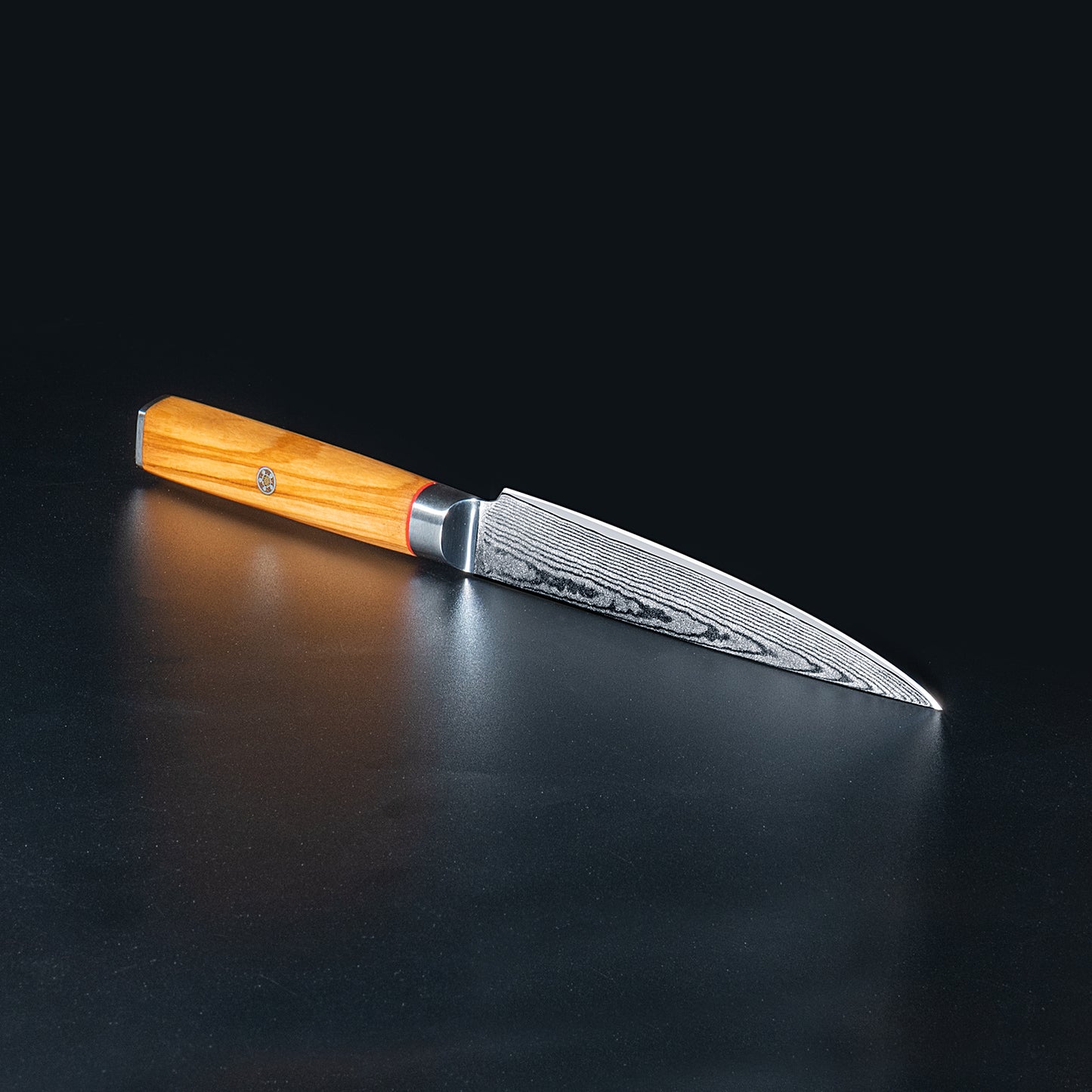 OEM DK-BD Series Olive Wood Handle Damascus AUS10 Steel 5" Utility Knife