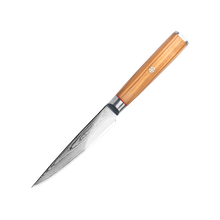 OEM DK-BD Series Olive Wood Handle Damascus AUS10 Steel 5" Utility Knife