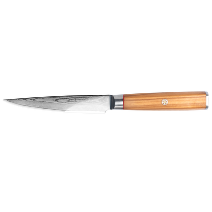 OEM DK-BD Series Olive Wood Handle Damascus AUS10 Steel 5" Utility Knife