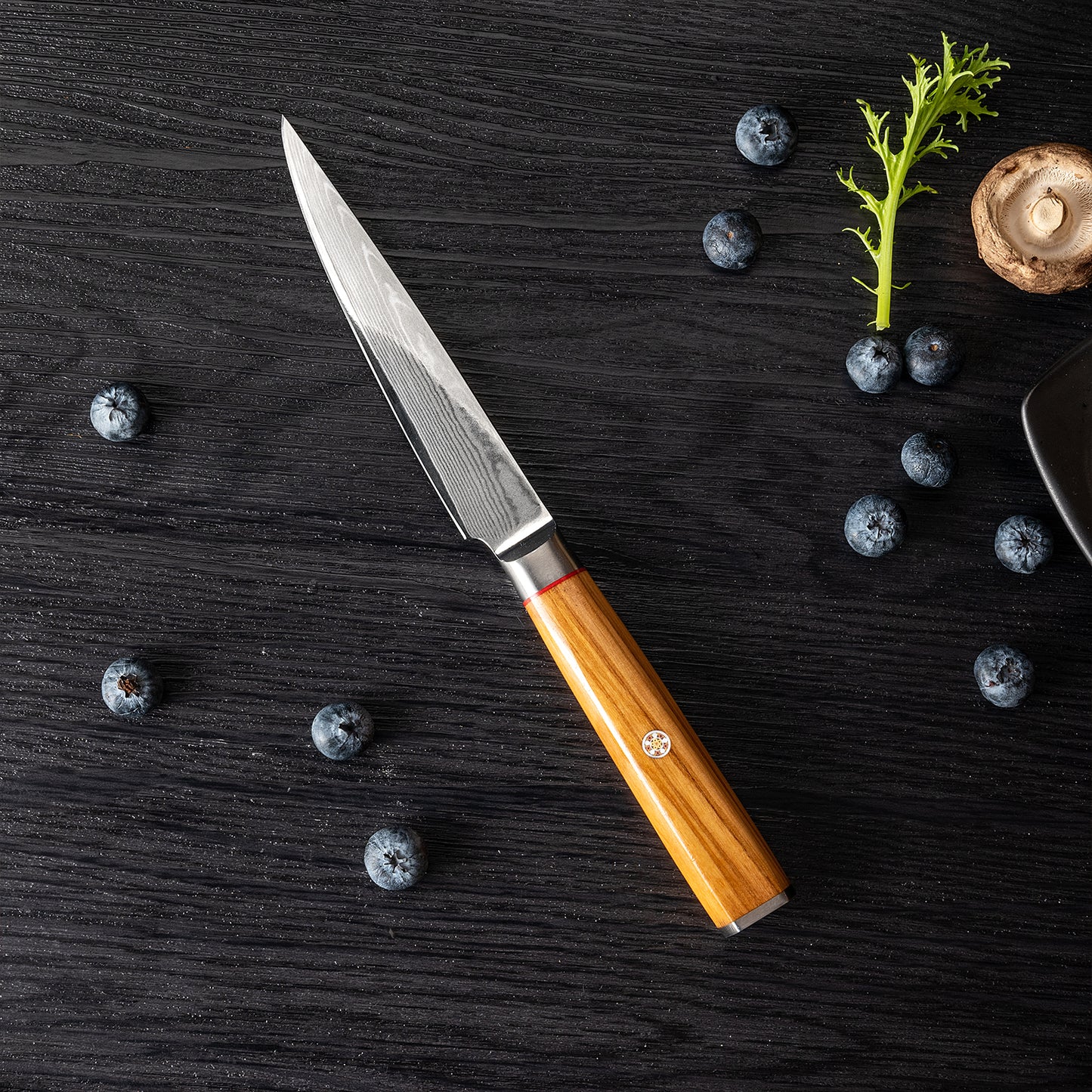 OEM DK-BD Series Olive Wood Handle Damascus AUS10 Steel 5" Utility Knife