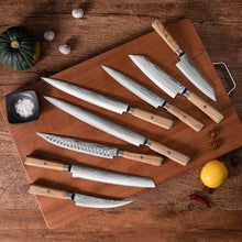 OEM DK-BD Series Olive Wood Handle Damascus AUS10 Steel Knife Set