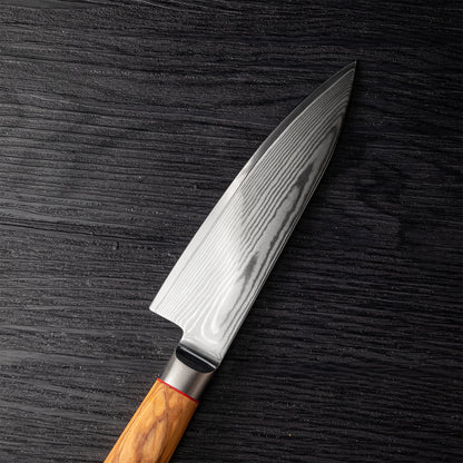 OEM DK-BD Series Olive Wood Handle Damascus AUS10 Steel 6" Chef Knife