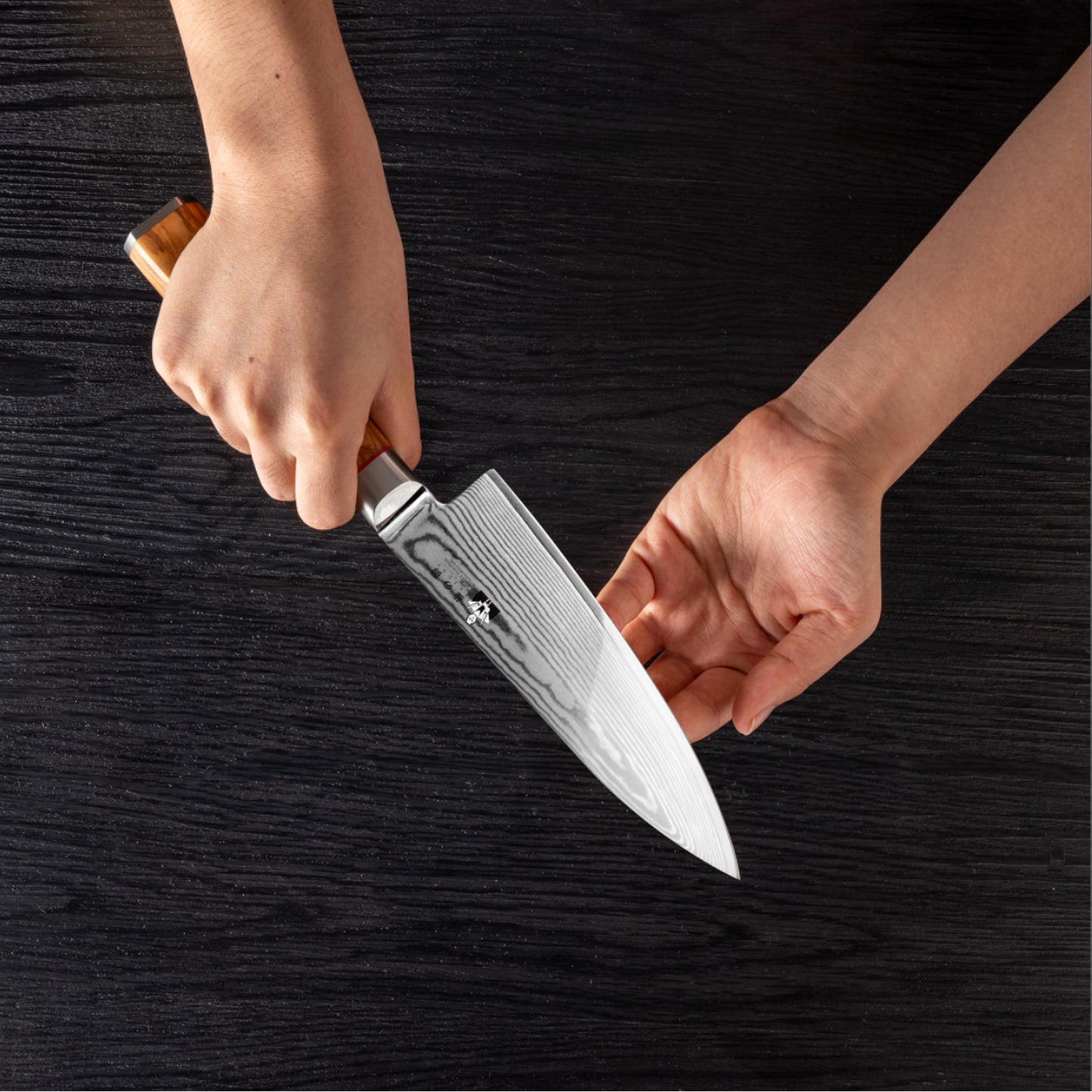 OEM DK-BD Series Olive Wood Handle Damascus AUS10 Steel 6" Chef Knife