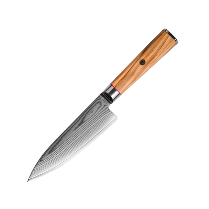 OEM DK-BD Series Olive Wood Handle Damascus AUS10 Steel 6" Chef Knife