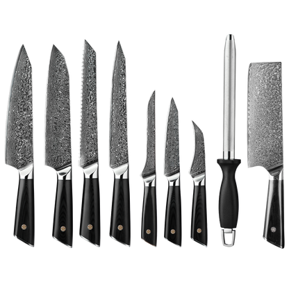 OEM DK-LK Series G10 Handle Damascus AUS-10V Steel Knife Set