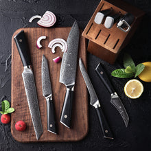 OEM DK-LK Series G10 Handle Damascus AUS-10V Steel Knife Set