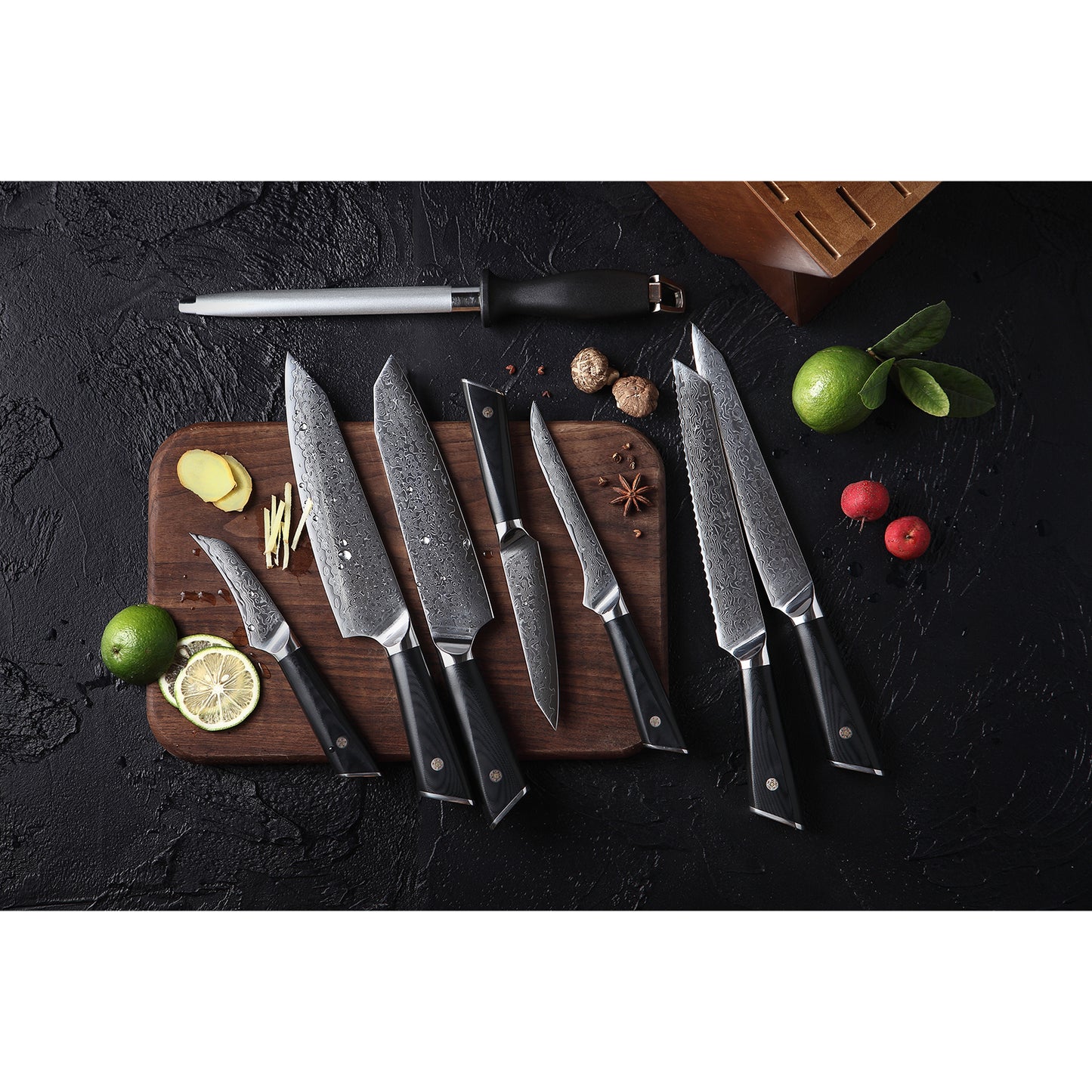 OEM DK-LK Series G10 Handle Damascus AUS-10V Steel Knife Set