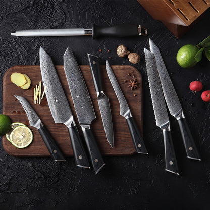 OEM DK-LK Series G10 Handle Damascus AUS-10V Steel Knife Set