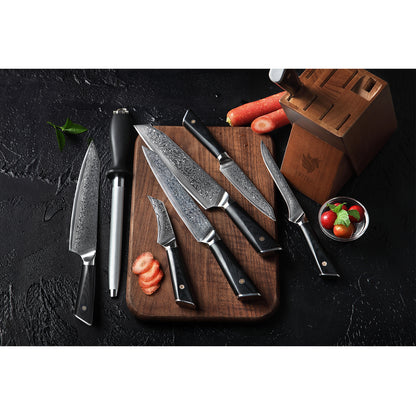 OEM DK-LK Series G10 Handle Damascus AUS-10V Steel Knife Set