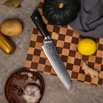 OEM DK-LK Series G10 Handle Damascus AUS-10V Steel 7" Santoku Knife