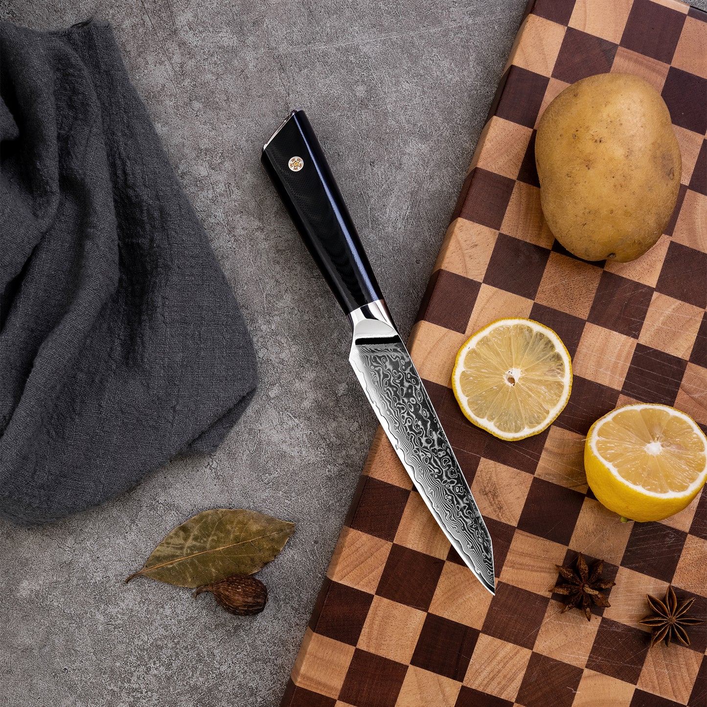 OEM DK-LK Series G10 Handle Damascus AUS-10V Steel 5" Utility Knife