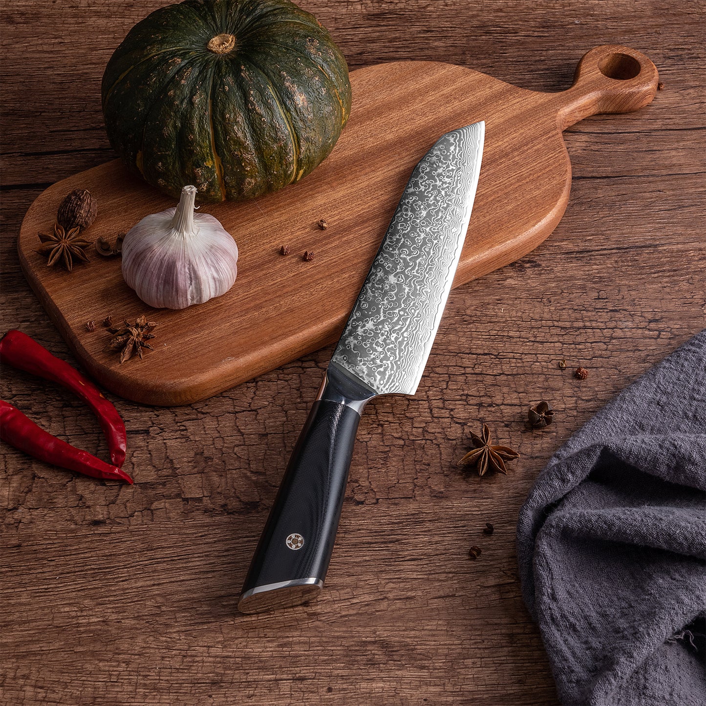 OEM DK-LK Series G10 Handle Damascus AUS-10V Steel 8" Chef Knife