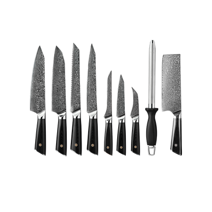 OEM DK-LK Series G10 Handle Damascus AUS-10V Steel Knife Set