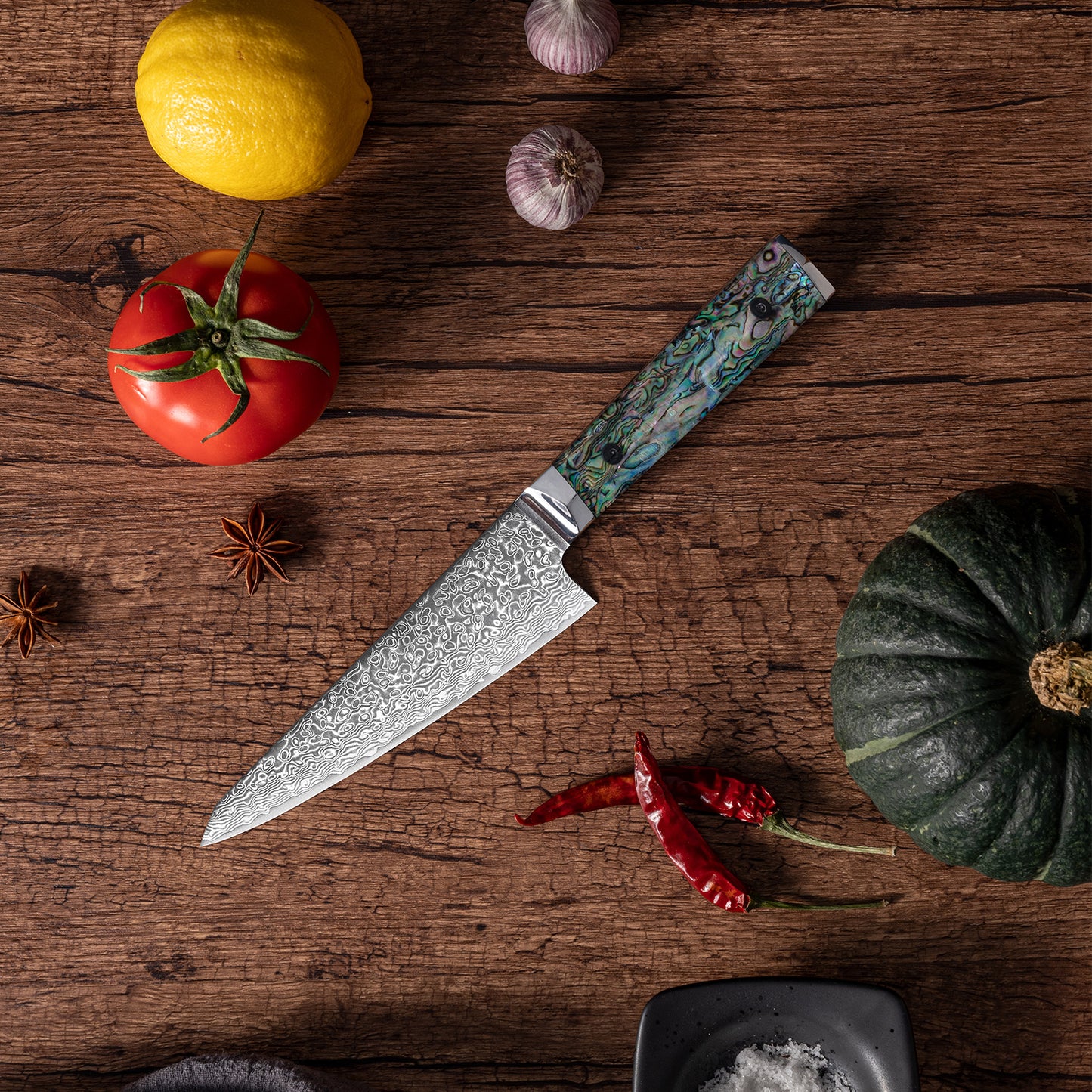 OEM DK-BZ Series Resin Shell Handle Damascus VG10 Steel 6.5" Kirisuke Knife