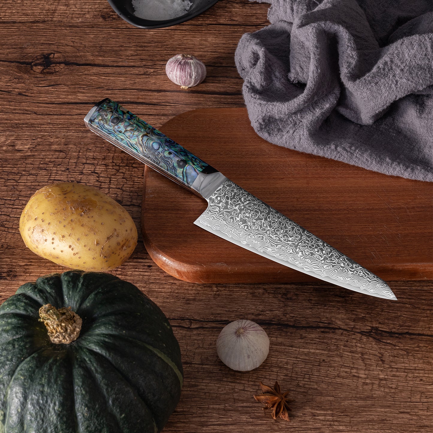 OEM DK-BZ Series Resin Shell Handle Damascus VG10 Steel 6.5" Kirisuke Knife