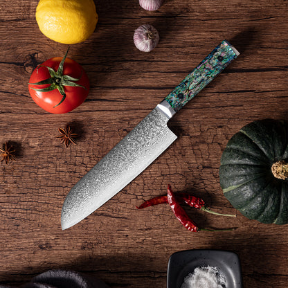 OEM DK-BZ Series Resin Shell Handle Damascus VG10 Steel 7" Sankuto Knife
