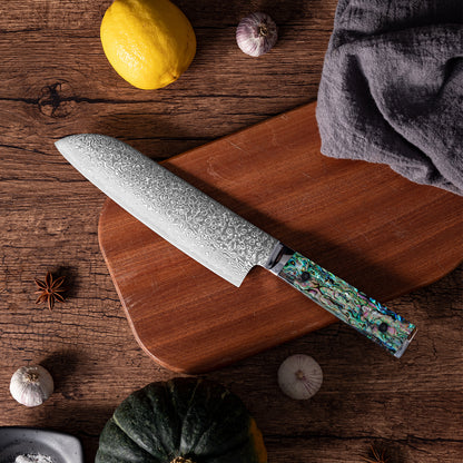 OEM DK-BZ Series Resin Shell Handle Damascus VG10 Steel 7" Sankuto Knife