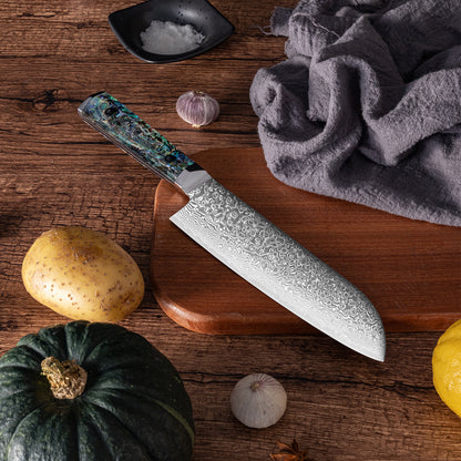 OEM DK-BZ Series Resin Shell Handle Damascus VG10 Steel 7" Sankuto Knife