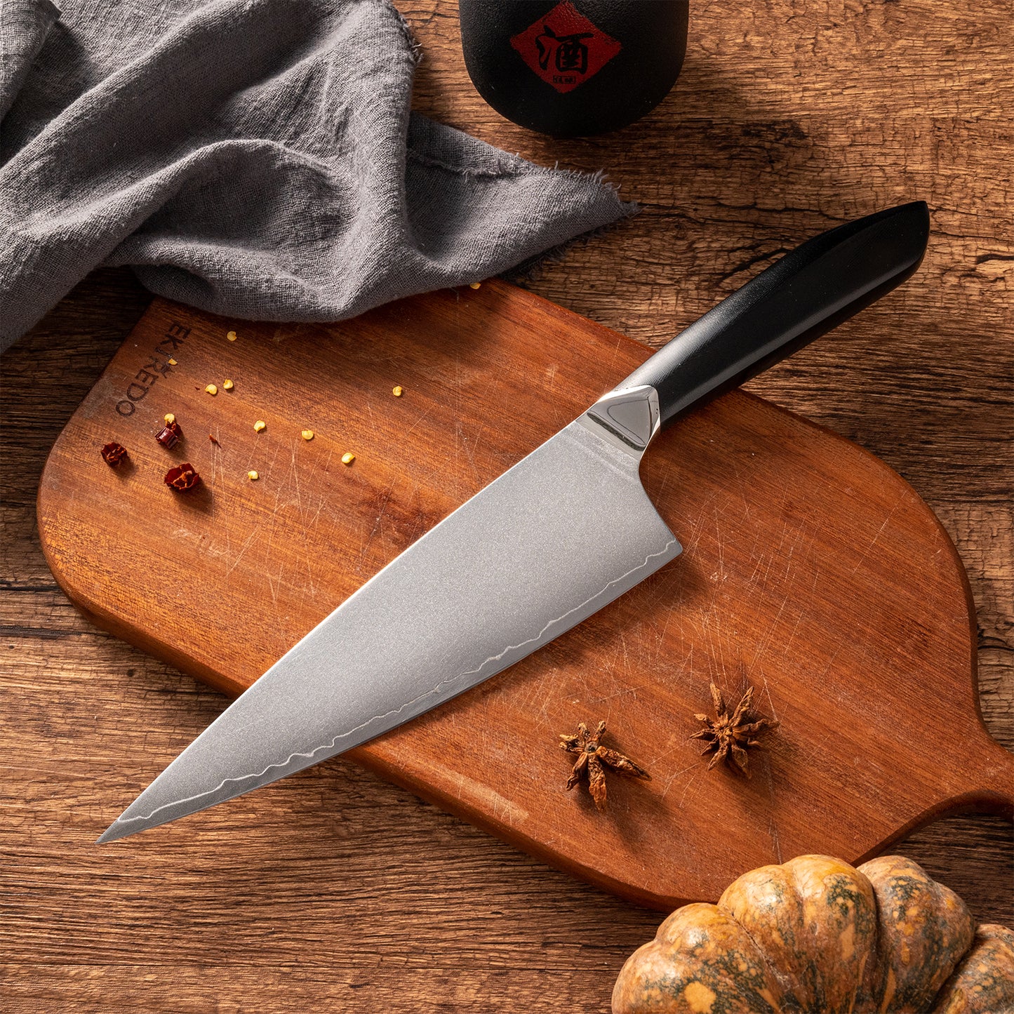 OEM DK-HXH-3L Series G10 Handle Damascus AUS10 Steel 8" Kitchen Knife