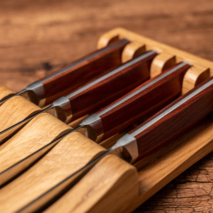 OEM DK-LF Series Rosewood Handle Damascus VG10 Steel 5''Steak Knife Set