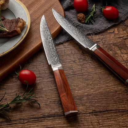 OEM DK-LF Series Rosewood Handle Damascus VG10 Steel 5''Steak Knife Set