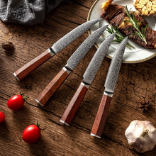OEM DK-LF Series Rosewood Handle Damascus VG10 Steel 5''Steak Knife Set