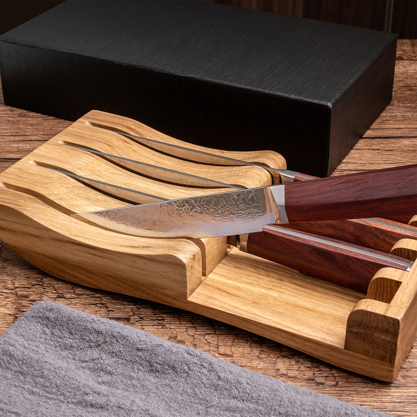 OEM DK-LF Series Rosewood Handle Damascus VG10 Steel 5''Steak Knife Set