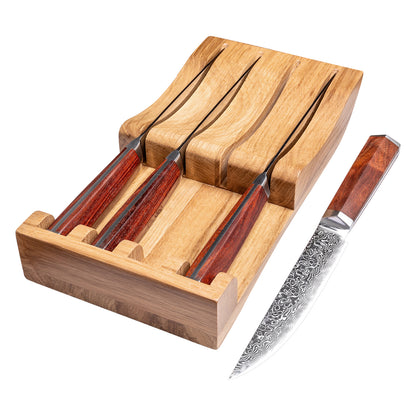 OEM DK-LF Series Rosewood Handle Damascus VG10 Steel 5''Steak Knife Set