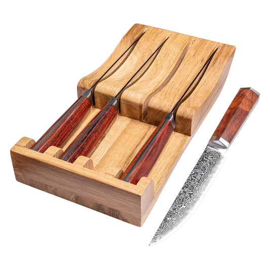 OEM DK-LF Series Rosewood Handle Damascus VG10 Steel 5''Steak Knife Set