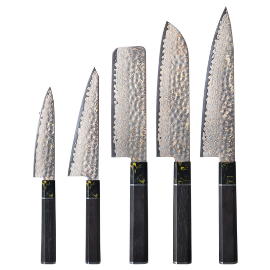 OEM DK-HB Series G10 Handle Damascus AUS-10V Steel Knife Set